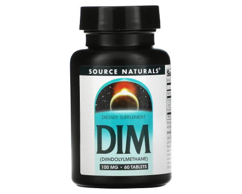 Диіндолілметан, DIM, Source Naturals, 100 мг, 60 таблеток.
