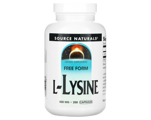 Лізин, L-Lysine, Source Naturals, 500 мг, 200 капсул