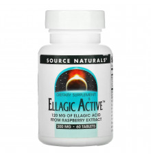 Листя малини, Ellagic, Source Naturals, екстракт, 300 мг, 60 таб.