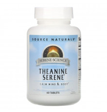 Теанін, спокій, Theanine Serene, Source Naturals, 60 таблеток