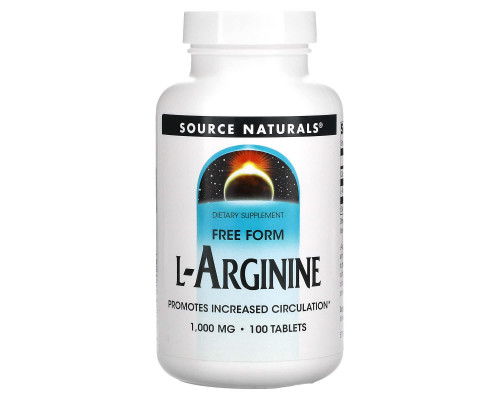 Аргінін, L-Arginine, Source Naturals, вільна форма, 1000 мг, 100 таблеток