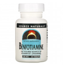 Бенфотіамін, Benfotiamine, Source Naturals, 150 мг, 60 таблеток