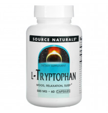 Триптофан, L-Tryptophan, Source Naturals, 500 мг, 60 капсул
