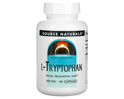 Триптофан, L-Tryptophan, Source Naturals, 500 мг, 60 капсул