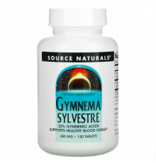 Джімнема Сильвестра, Gymnema Sylvestre, Source Naturals, 450 мг, 120 таблеток