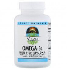 Омега-3, Omega-3S EPA-DHA, Source Naturals, для веганів, 300 мг, 60 кап.