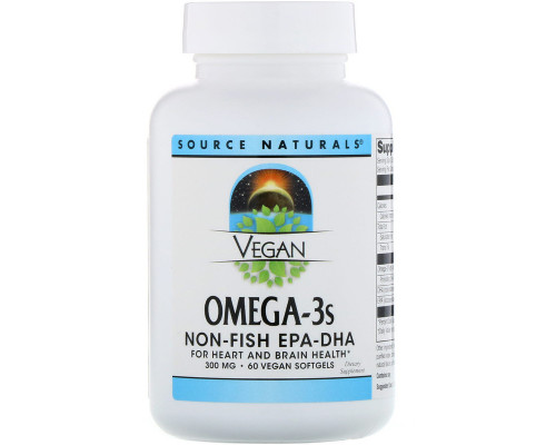 Омега-3, Omega-3S EPA-DHA, Source Naturals, для веганів, 300 мг, 60 кап.