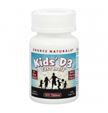 Вітамін D3 для дітей, Kids D-3 400 IU, Source Naturals, смак чорної вишні, 100 швидкорозчинних таблеток