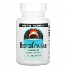 Вітамін В-12 (гідроксікобаламін), HydroxoCobalamin, Source Naturals, смак вишні, 1 мг, 240 таблеток для розсмоктування