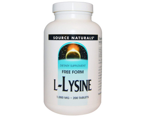 Лізин, L-Lysine, Source Naturals, 1000 мг, 200 таблеток