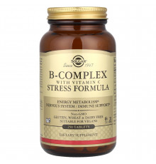 Комплекс вітамінів В + С, B-Complex with Vitamin C, Solgar, стрес формула, 250 таблеток