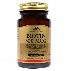 Біотин, Biotin, Solgar, 300 мкг, 100 таблеток