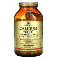 Кальцій з раковин устриць, Calcium "600", Solgar, з вітаміном D3, 240 таблеток