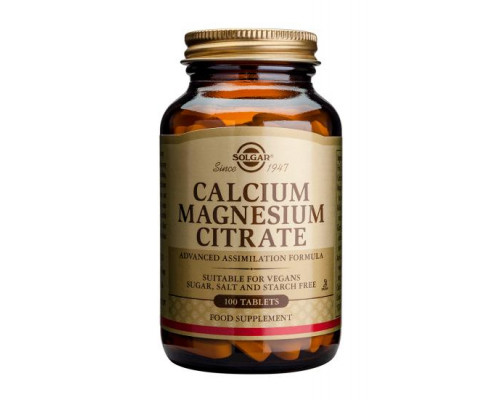 Кальцій магній, Calcium Magnesium Citrate, Solgar, цитрат, 100 таблеток