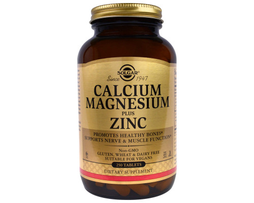 Кальцій магній цинк (Calcium Magnesium Zinc), Solgar, 250 таблеток