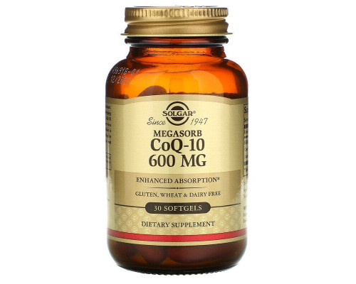 Коензим Q10, Megasorb CoQ-10, Solgar, 600 мг, 30 гелевих капсул