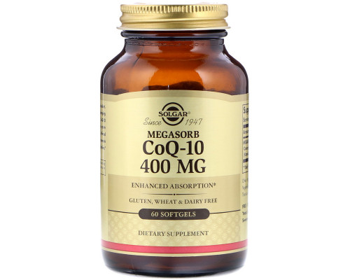 Коензим Q10, Megasorb CoQ-10, Solgar, 400 мг, 60 гелевих капсул