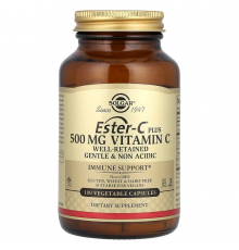 Вітамін С плюс (естер С), Ester-C Plus, Solgar, 500 мг, 100 рослинних капсул
