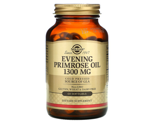 Олія вечірньої примули (Evening Primrose Oil), Solgar, 1300 мг, 60 гелевих капсул