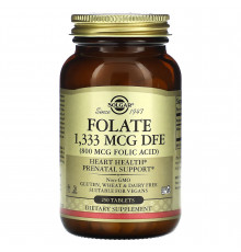 Фолат, Folate, Solgar, фолієва кислота, 1,333 мкг DFE (800 мкг), 250 таблеток
