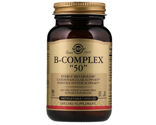 Вітаміни В-50, комплекс, B-Complex "50", Solgar, 100 вегетаріанських капсул