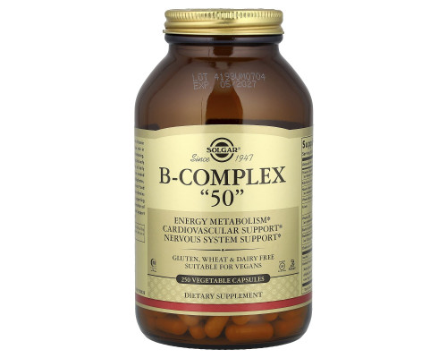 Комплекс вітамінів групи В-50, B-Complex "50", Solgar, 250 рослинних капсул