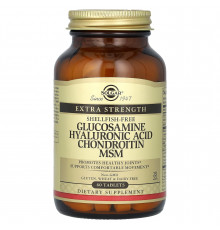 Глюкозамін, гіалуронова кислота, хондроїтин, МСМ, Glucosamine Hyaluronic Acid Chondroitin MSM, Solgar, 60 таблеток