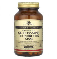 Глюкозамін хондроїтин МСМ, Glucosamine Chondroitin MSM, Solgar, потрійна сила, 60 таблеток