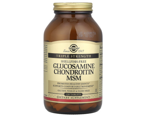 Глюкозамін хондроїтин МСМ, Glucosamine Chondroitin MSM, Solgar, потрійна сила, 120 таблеток