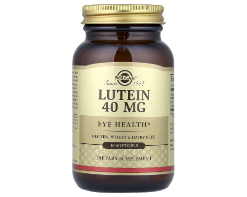 Лютеїн, Lutein, Solgar, 40 мг, 30 гелевих капсул