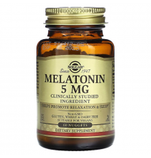Мелатонін, Melatonin, Solgar, 5 мг, 60 таблеток для розжовування