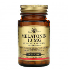 Мелатонін, Melatonin, Solgar, 10 мг, 60 таблеток