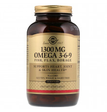 Омега 3-6-9, Omega 3-6-9, Solgar, 1300 мг, 120 гелевих капсул