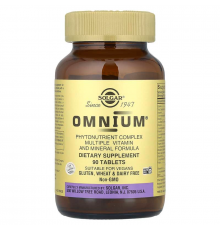 Омніум, мультивітаміни та мінерали, Omnium, Phytonutrient Complex, Solgar, 90 таблеток