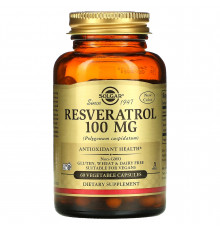 Ресвератрол (Resveratrol), Solgar, 100 мг, 60 вегетаріанських капсул