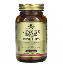 Вітамін С із шипшиною, Vitamin C, Solgar, 500 мг, 100 таблеток