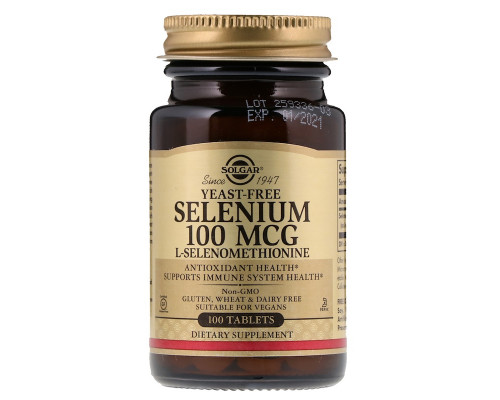 Селен без дріжджів, Selenium, Solgar, 100 мкг, 100 таблеток
