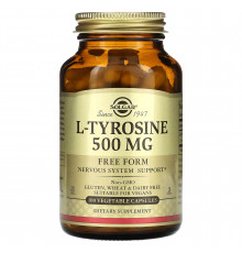 Тирозин, L-Tyrosine, Solgar, 500 мг, 100 вегетаріанських капсул