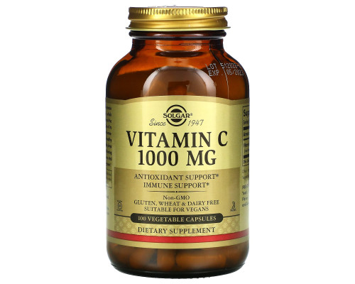Вітамін С, Vitamin C, Solgar, 1000 мг, 100 капсул