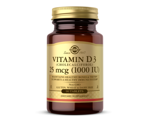 Вітамін D3 (холекальциферол), Vitamin D3, Solgar, 25 мкг (1000 МО), 90 таблеток