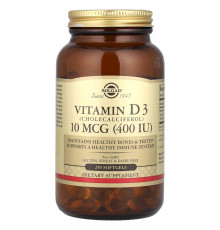 Вітамін D3, Vitamin D3, Solgar, 10 мкг (400 МЕ), 250 гелевих капсул