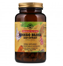 Гінкго Білоба, Ginkgo Biloba, Solgar, екстракт листя, 180 вегетаріанських капсул