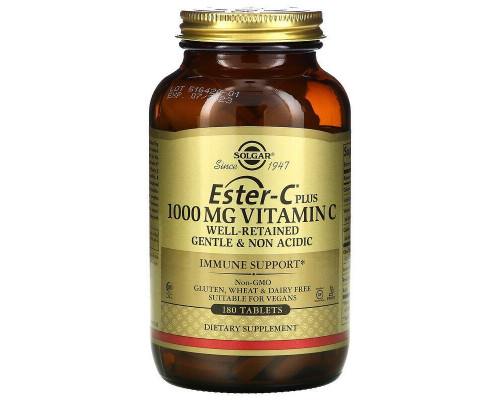 Естер-С плюс, Ester-C Plus, Solgar, вітамін C, 1000 мг, 180 таблеток