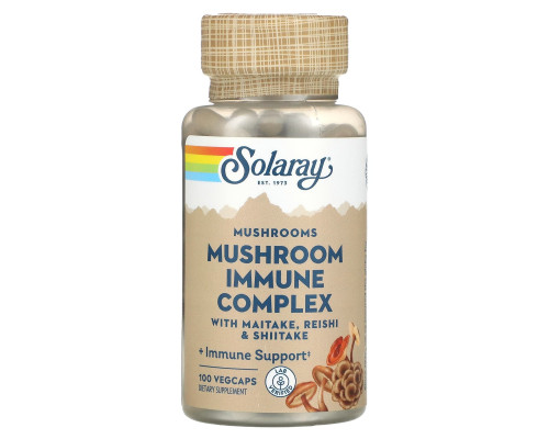 Грибний комплекс для імунітету, Mushroom Immune Complex, Solaray, з майтаке, рейші та шиїтаке, 600 мг, 100 вегетаріанських капсул