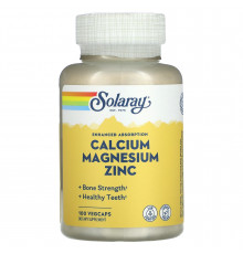 Кальцій, магній і цинк, Calcium, Magnesium, Zinc, Solaray, 100 вегетаріанських капсул