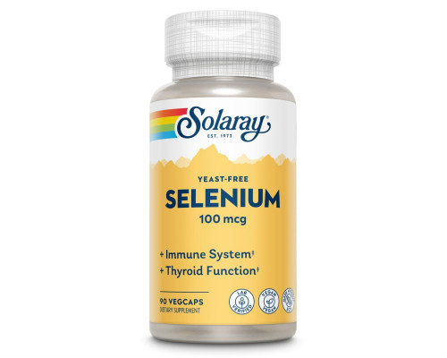 Селен без дріжджів, Selenium, Solaray, 100 мкг, 90 вегетаріанських капсул