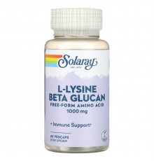 Лізин і бета-глюкан, L-Lysine & Beta Glucan, Solaray, 1000 мг, 60 капсул