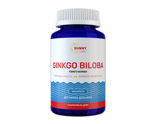 Гінкго білоба, Ginkgo Biloba, Sunny Caps, 20 мг, 100 капсул