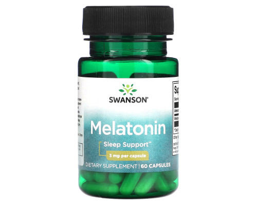 Мелатонін, Melatonin, Swanson, 3 мг, 60 капсул