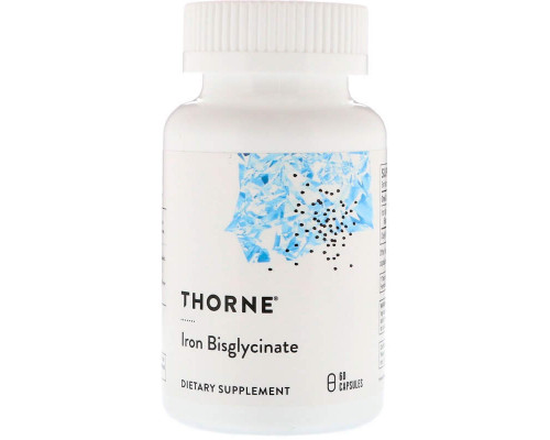 Залізо, Iron Bisglycinate, Thorne, 60 капсул